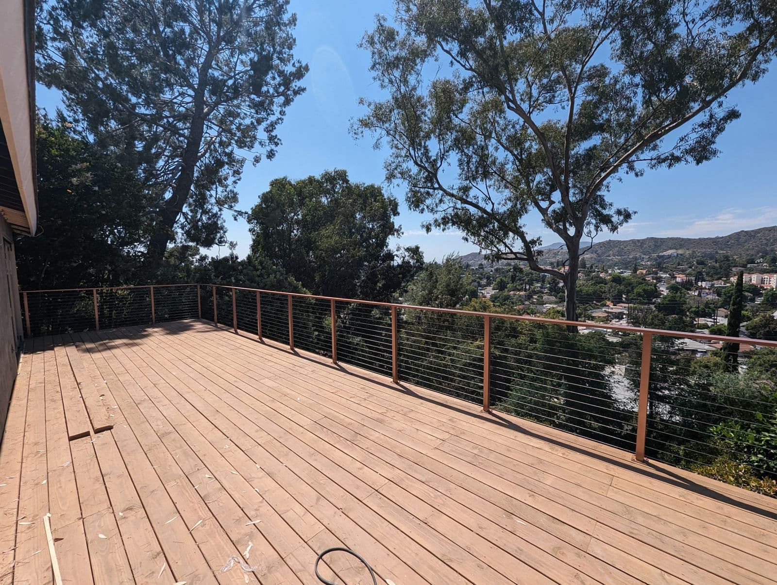 Cable railing on a hillside deck in Simi Valley