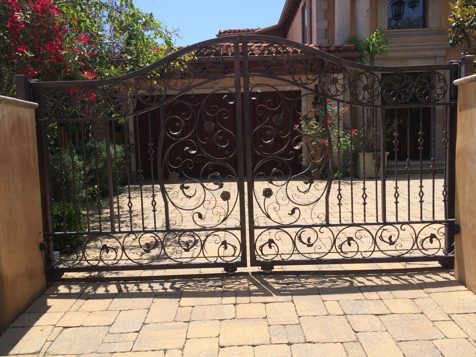 Ornate wrought iron estate gate in the Los Angeles area