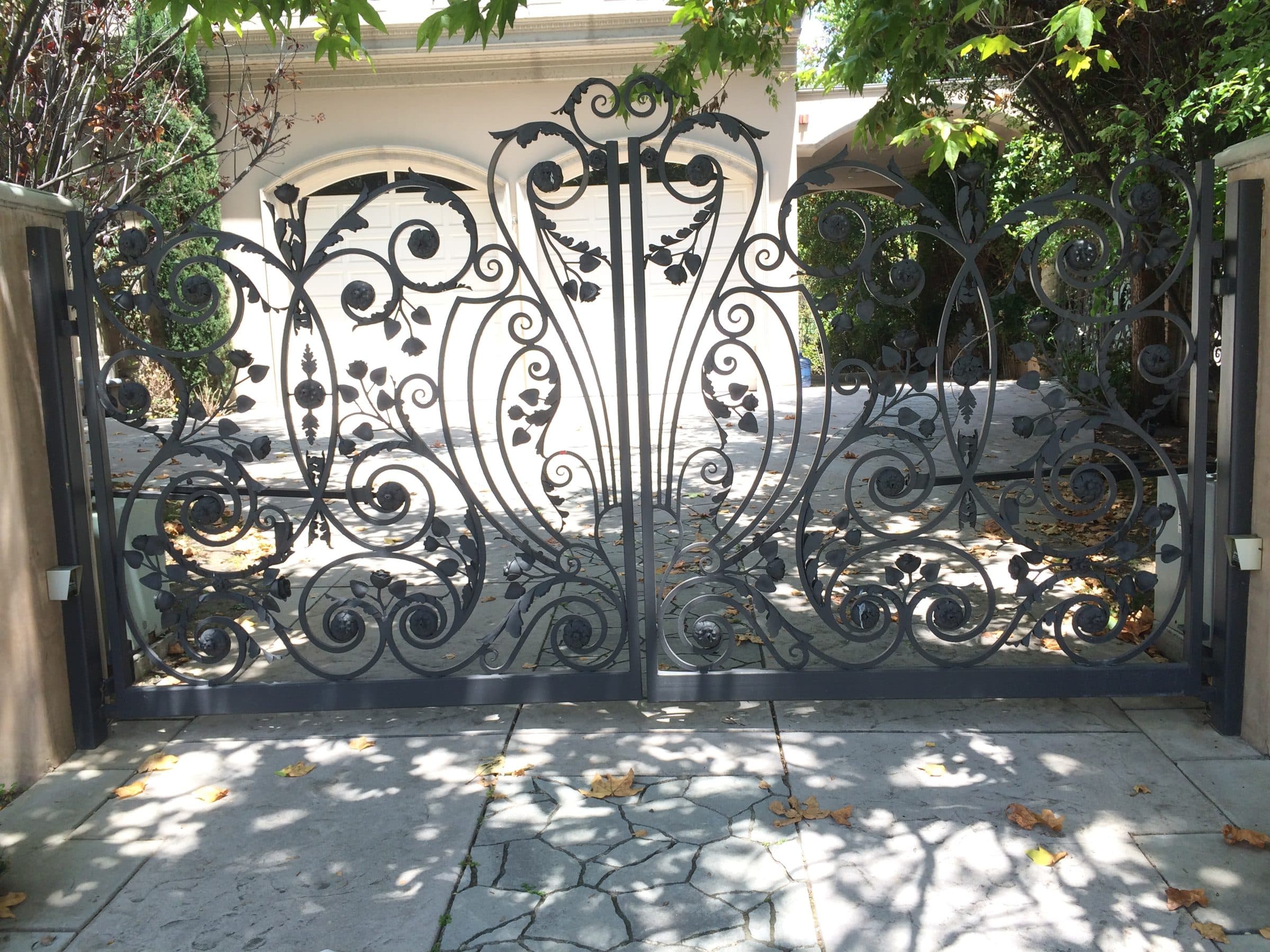 Custom wrought iron gate installed at an Anaheim home